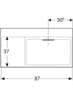 Geberit One jobbos mosdó 90x48 cm, KeraTect, túlfolyó és csapfurat nélkül, fehér 505.044.00.1