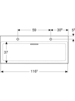 Geberit One mosdó két csaplyukkal 120x48 cm túlfolyó nélkül, KeraTect, fehér 505.049.00.1