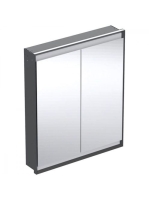 Geberit One 2 ajtós tükrös szekrény ComfortLight világítással 75x90 cm, matt fekete 505.802.00.7