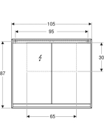 Geberit One tükrös szekrény két ajtóval 105x90 cm, világítással, alumínium 505.814.00.1