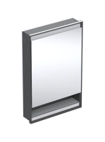 Geberit One balra nyíló tükrös szekrény polccal és világítással 60x90 cm, matt fekete 505.820.00.7