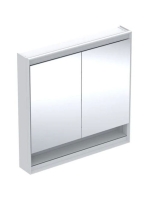 Geberit One tükrös szekrény nyitott polccal és világítással 90x90 cm, két ajtóval, fehér 505.833.00.2