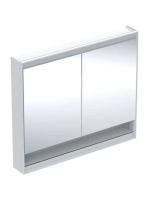 Geberit One tükrös szekrény nyitott polccal és világítással 105x90 cm, két ajtóval, fehér 505.834.00.2