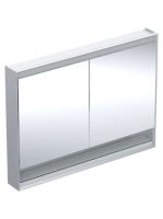 Geberit One tükrös szekrény nyitott polccal és világítással 120x90 cm, két ajtóval, alumínium 505.835.00.1