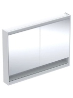 Geberit One tükrös szekrény nyitott polccal és világítással 120x90 cm, két ajtóval, fehér 505.835.00.2