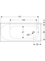 Geberit Soana egyenes fürdőkád 160x70 cm, lábakkal 554.001.01.1