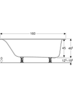 Geberit Soana egyenes fürdőkád 160x70 cm, lábakkal 554.001.01.1