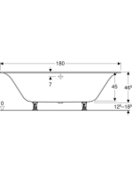 Geberit Soana Duo egyenes fürdőkád 180x80 cm, lábakkal 554.004.01.1