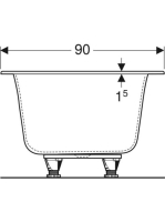 Geberit Soana Duo egyenes fürdőkád 190x90 cm, lábakkal 554.005.01.1