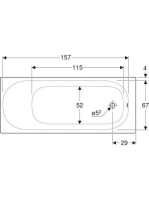 Geberit Soana egyenes fürdőkád 170x75 cm, lábakkal 554.014.01.1