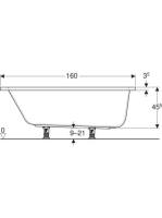 Geberit Perfect egyenes akril kád 160x75 cm lábkészlettel, fényes fehér 554.072.01.1