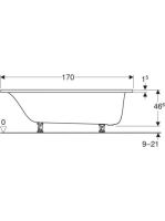 Geberit Tawa egyenes fürdőkád 170x75 cm, lábakkal, fényes fehér 554.121.01.1