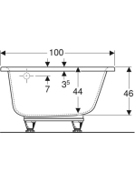 Geberit Selnova 160x100 cm aszimmetrikus fürdőkád lábakkal, fényes fehér 554.275.01.1