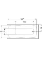 Geberit Selnova 180x80 cm fürdőkád lábakkal, fényes fehér 554.286.01.1