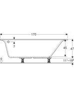 Geberit Selnova Square 170x105 balos aszimmetrikus fürdőkád lábakkal 554.291.01.1