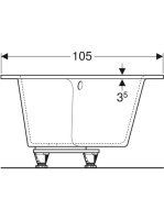 Geberit Selnova Square 170x105 balos aszimmetrikus fürdőkád lábakkal 554.291.01.1