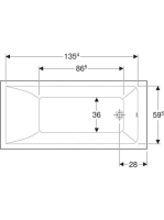 Geberit Selnova Square 150x70 cm egyenes fürdőkád lábakkal 554.381.01.1