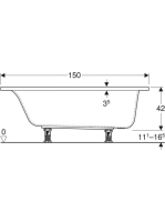 Geberit Selnova Square 150x70 cm egyenes fürdőkád lábakkal 554.381.01.1