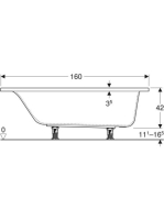 Geberit Selnova Square 160x70 cm egyenes fürdőkád lábakkal 554.382.01.1