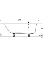 Geberit Selnova Square 160x75 cm egyenes fürdőkád lábakkal 554.383.01.1