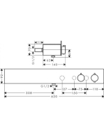 Hansgrohe ShowerTablet zuhanytermosztát 600 falsíkon kívüli szereléshez, 2 fogyasztóhoz, króm 13108000