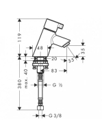 Hansgrohe Talis S Pillar 40 hidegvizes csaptelep kézmosóhoz, króm 13132000