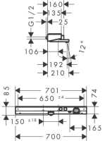 Hansgrohe ShowerTablet Select700 termosztátos kádcsaptelep 13183000