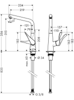 Hansgrohe Metris mosogató csaptelep elforgatható kifolyóval 14822800