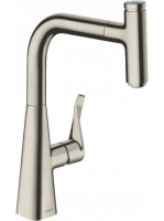 Hansgrohe Metris Select M71 rozsdamentes acél hatású konyhai csaptelep 240, kihúzható zuhanyfejjel 14857800