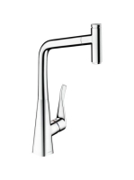 Hansgrohe Metris Select rozsdamentes acél hatású konyhai csaptelep, kihúzható kifolyóval 14884800