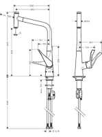Hansgrohe Metris Select rozsdamentes acél hatású konyhai csaptelep, kihúzható kifolyóval 14884800
