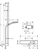 Hansgrohe Pulsify Select S termosztátos zuhanycsaptelep 95,9 cm, zuhanyszettel, króm 24270000