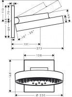 Hansgrohe Rainfinity 250 3jet, matt fehér fejzuhany fali csatlakozással 26232700