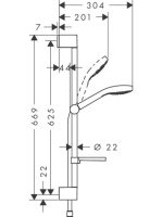 Hansgrohe Croma Select E zuhanyszett 65 cm-es zuhanyrúddal+szappantartóval, króm/fehér 26586400