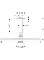 Hansgrohe Raindance S 300 fejzuhany EcoSmart, mennyezeti csatlakozóval króm 26600000