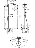 Hansgrohe Croma Select S zuhanyrendszer 280 1jet termosztáttal és kádtöltővel, króm 26792000