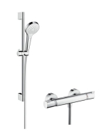 Hansgrohe Croma Select S termosztátos csaptelep Vario 65 cm-es zuhanyrúddal, króm/fehér 27013400