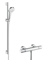 Hansgrohe Croma Select S termosztátos csaptelep Vario 90 cm-es zuhanyrúddal, króm/fehér 27014400