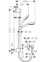 Hansgrohe Croma Select E termosztátos csaptelep Vario 65 cm-es zuhanyrúddal króm/fehér 27081400