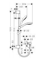Hansgrohe Croma Select E termosztátos csaptelep Vario 90 cm-es zuhanyrúddal króm/fehér 27082400