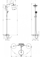 Hansgrohe Croma zuhanyrendszer 220 1jet termosztáttal és kádtöltővel, króm 27223000