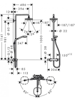 Hansgrohe Croma Select E zuhanyrendszer 180 2jet fehér/króm 27256400