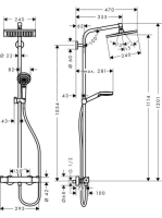 Hansgrohe Crometta E zuhanyrendszer termosztáttal 240 1jet, Ecosmart, króm 27281000