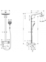 Hansgrohe Raindance Select E 300 zuhanyrendszer 2jet, termosztátos csapteleppel, fehér/króm 27283400