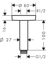 Hansgrohe S 100 mennyezeti csatlakozó, matt fekete 27393670