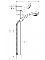 Hansgrohe Crometta 85 zuhanyszett Mono 65 cm-es zuhanyrúddal, EcoSmart+, króm 27652000