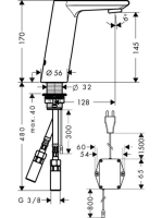 Hansgrohe Metris S elektromos mosdócsaptelep 31103000
