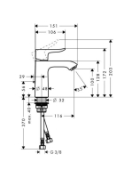 Hansgrohe Metris mosdócsaptelep 110 CoolStart húzórudas lefolyógarnitúrával 31121000