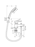 Hansgrohe Metris 2 lyukas peremre szerelhető kádcsaptelep, váltószeleppel és zuhanyszettel 31422000