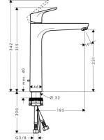 Hansgrohe Focus egykaros mosdócsaptelep 230 automata lefolyógarnitúrával, króm 31531000